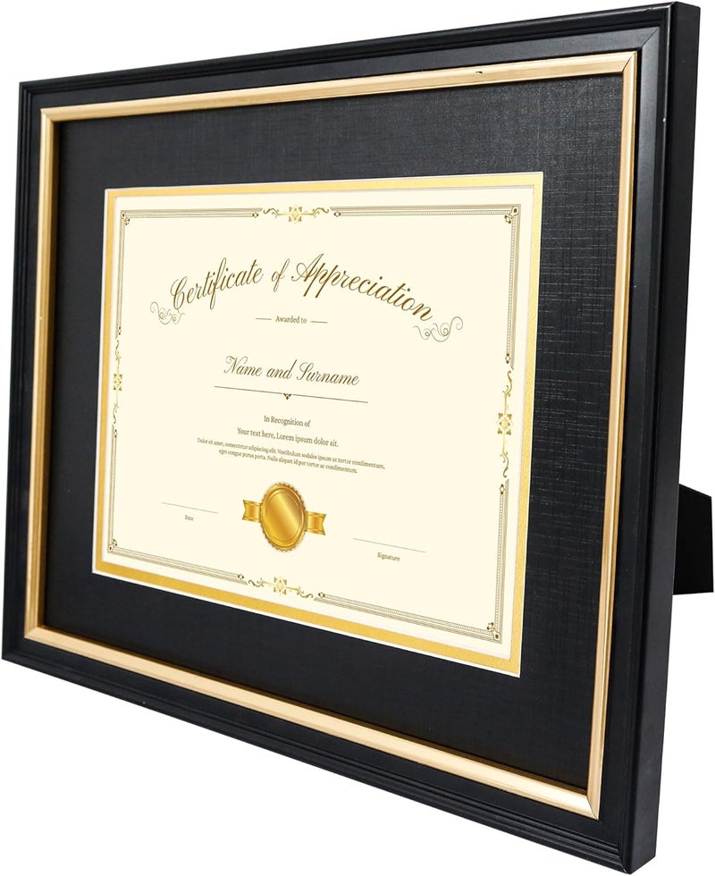 Hodeframe 10x12 Certificate Frame for 7x9 Diploma/Document/Picture with Black and Gold Mat, Solid Wood Degree Frame, High Definition Real Glass，Wall Display and Tabletop - Image 4